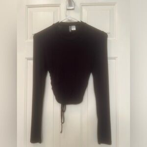 Open-Back Black Long Sleeve Top
